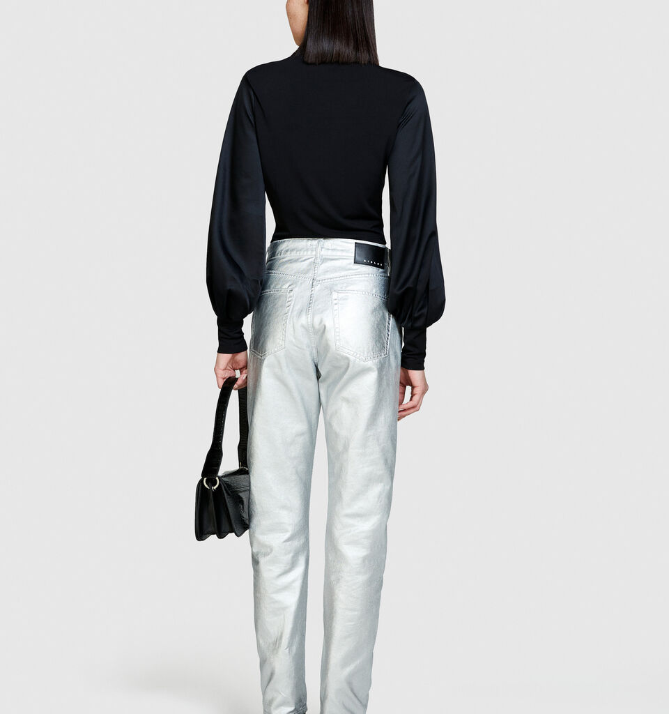 T-shirt with balloon sleeves - women's long sleeve t-shirts - Black | Sisley image number 3